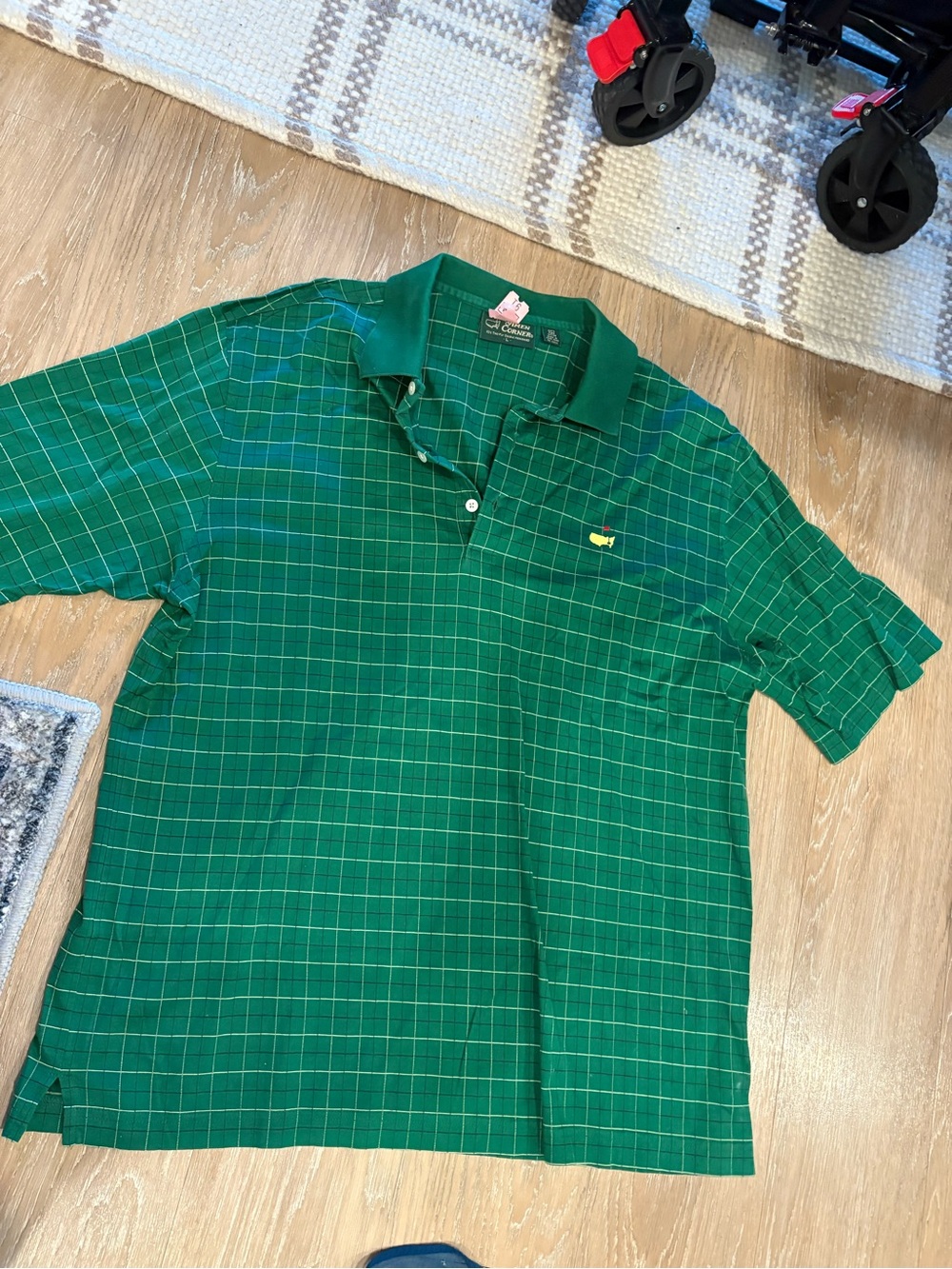 Vintage 80's Augusta National Golf Shop Masters Polo Shirt Kelly Green Grid